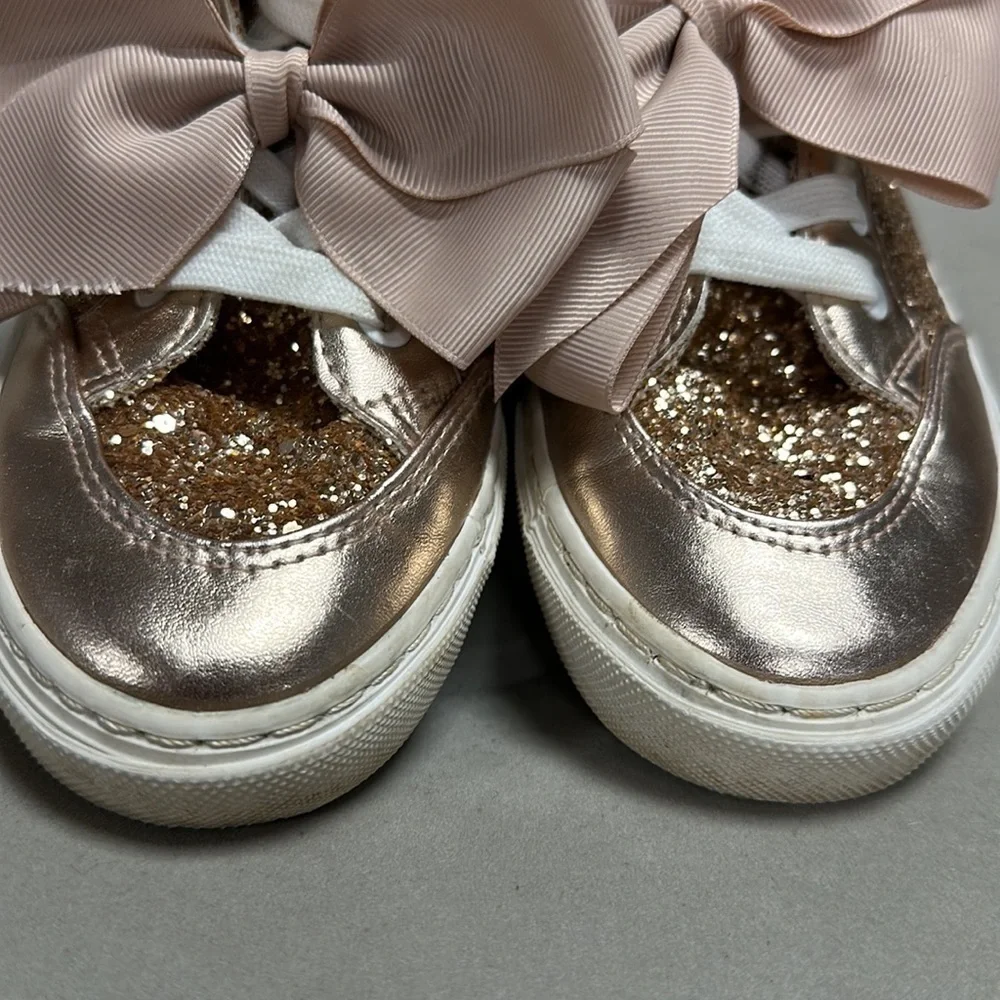 Justice Glitter High Top Sneakers with Bows, Rose Gold, 3